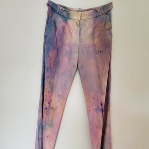 Chloe wool dress Pants Tie Dye 2 4 small pink beige blue tie dyed painted white